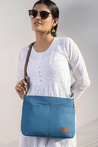 Hand Dyed Blue Raahi Messenger Bag