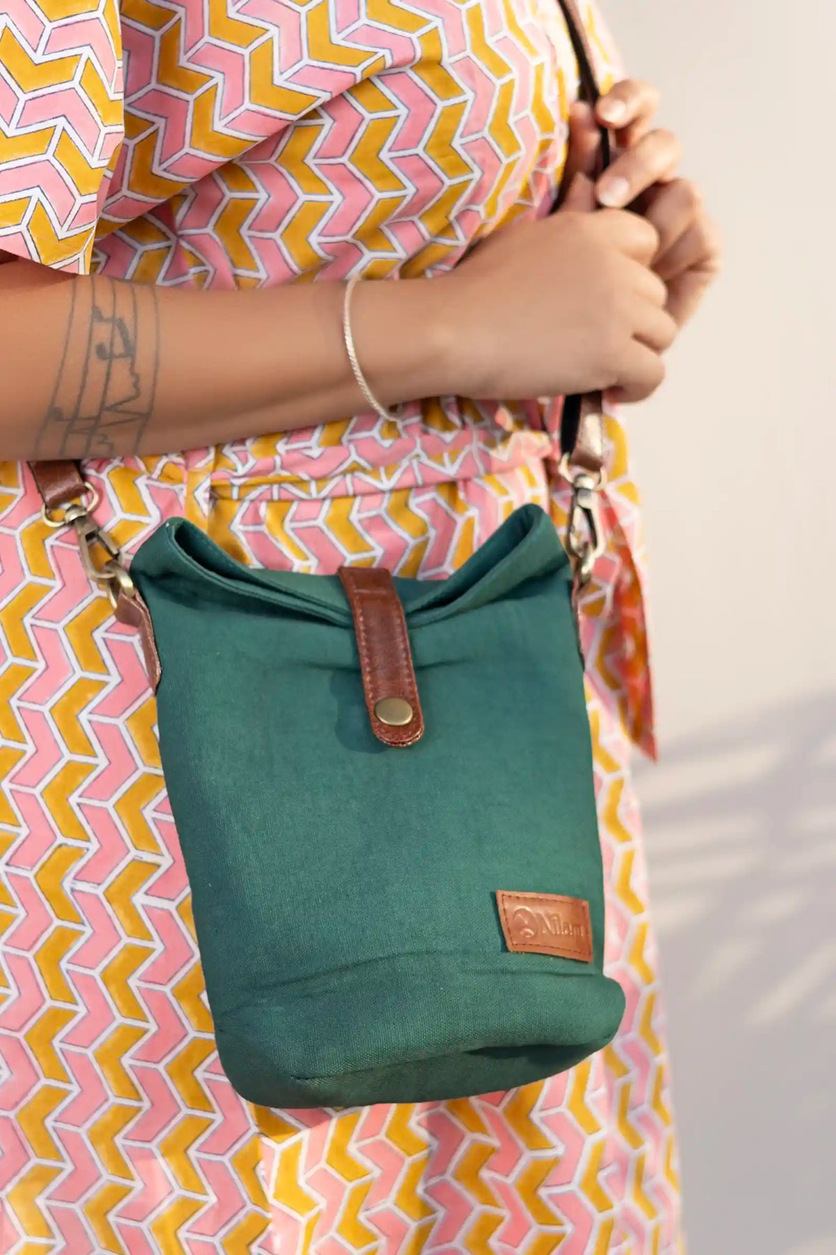 Hand Dyed Arya Emerald Sling Bag