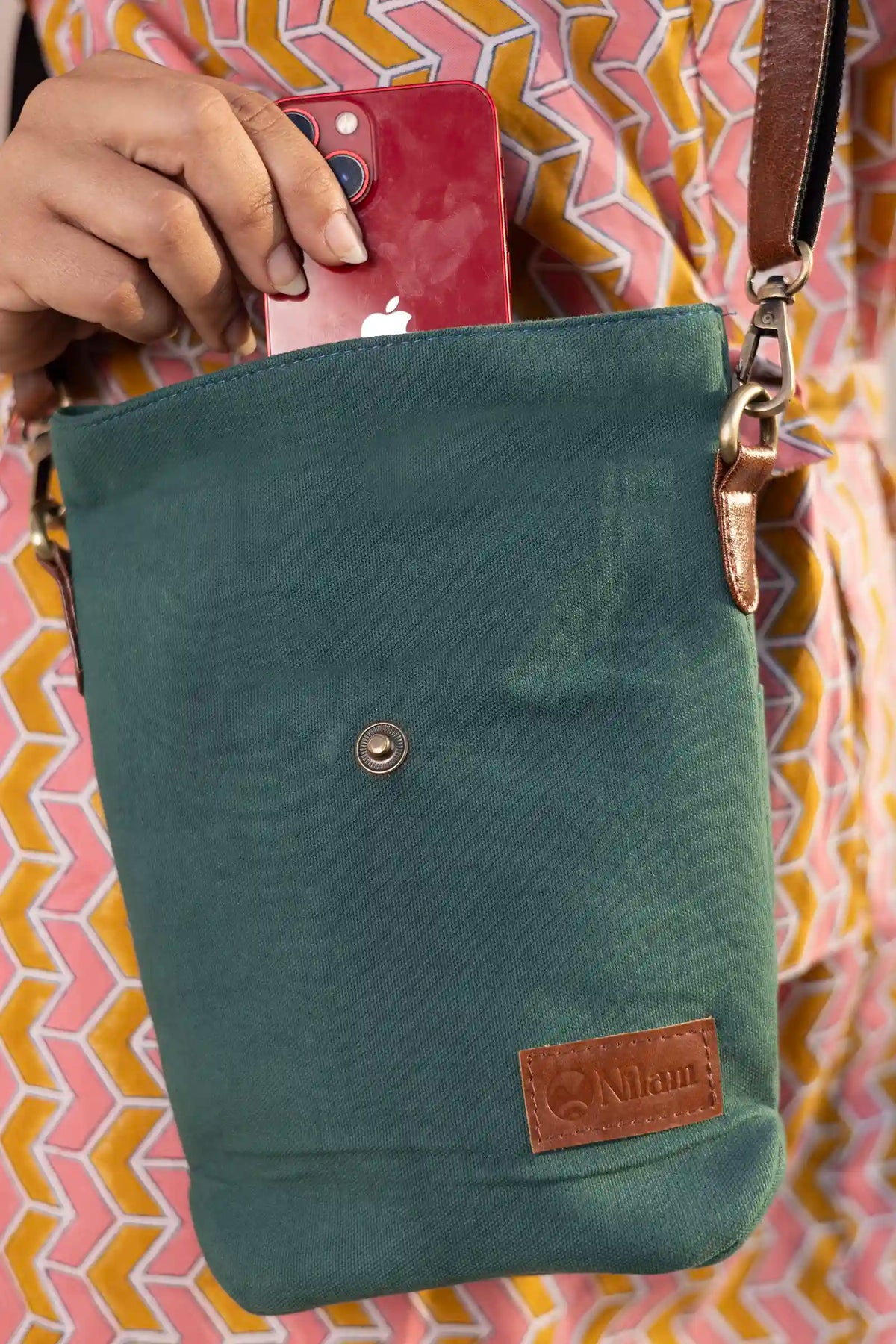 Hand Dyed Arya Emerald Sling Bag