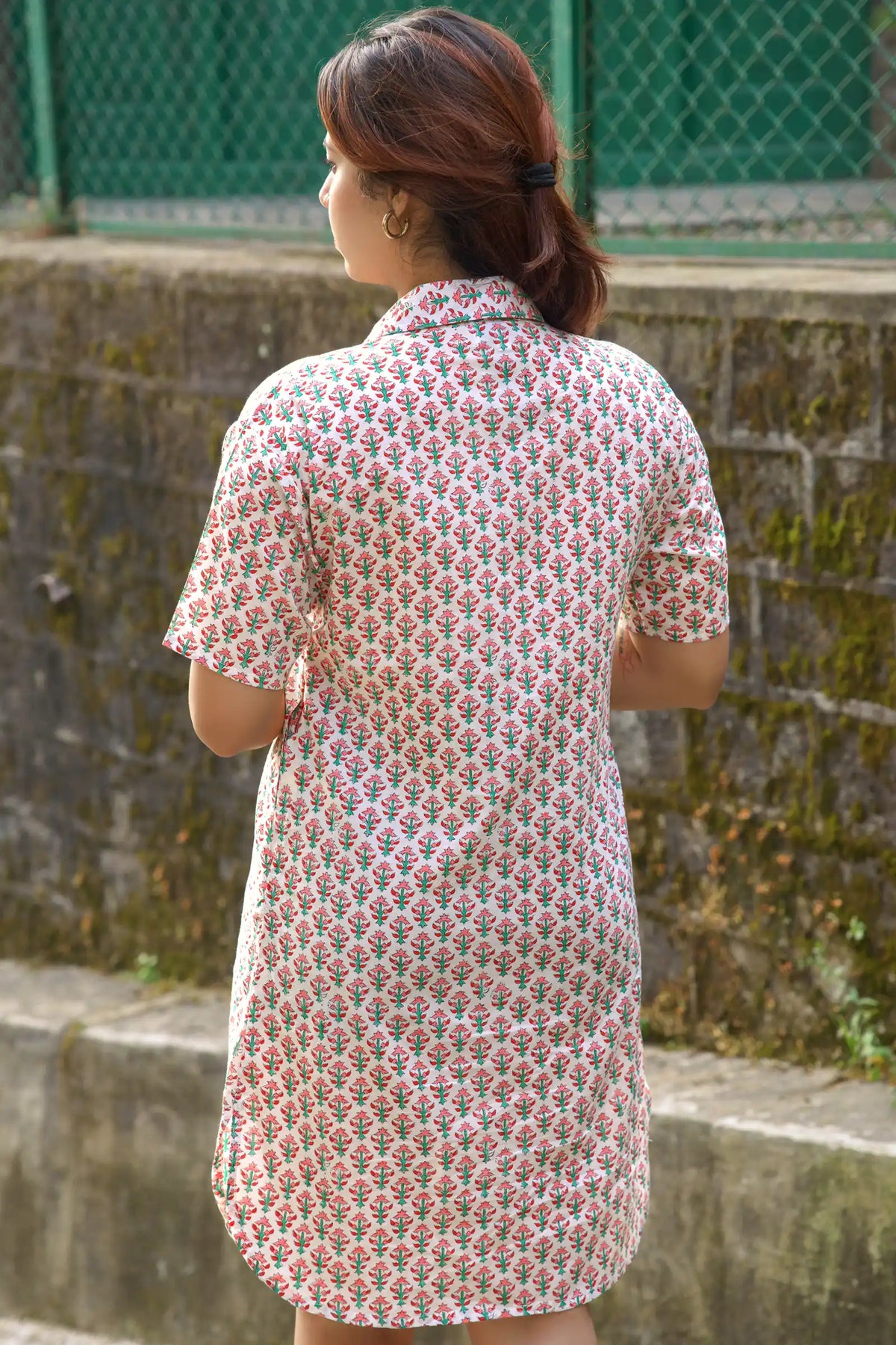 Mahira artisan-made pink dress – breathable organic cotton with floral prints