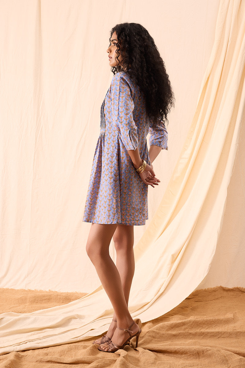 Ayesha Hand Block Printed Pintuck Dress