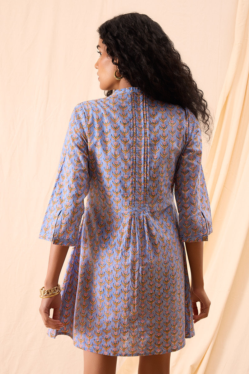 Ayesha Hand Block Printed Pintuck Dress