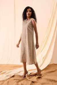 Maya Hand Block Printed A-Line Dress