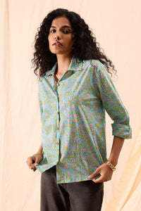 Aditi Hand Block Printed Floral Boxy Shirt