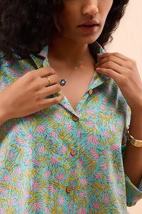 Aditi Hand Block Printed Floral Boxy Shirt