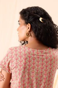 Mia Hand Block Printed Cap Sleeve Crop Top