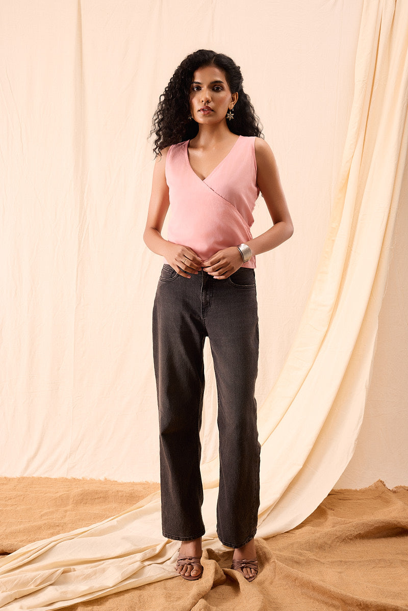 Nova Pink Hand Dyed Overlap Top