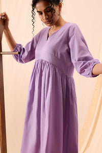 Tiya Hand Dyed Purple Balloon Sleeve Dress