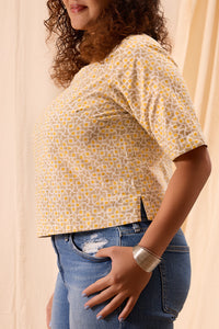 Aditi Hand Block Printed Geometric Half Sleeve Top