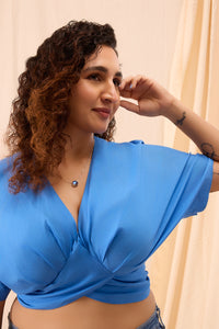 Zoya Blue Hand Dyed Pleated Top