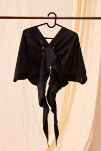 Zoya Black Hand Block Printed Pleated Top