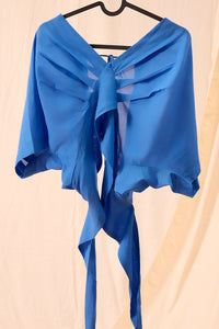 Zoya Blue Hand Dyed Pleated Top