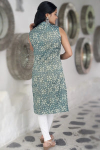 Stylish Nitya Batik Green Kurti with ethnic design