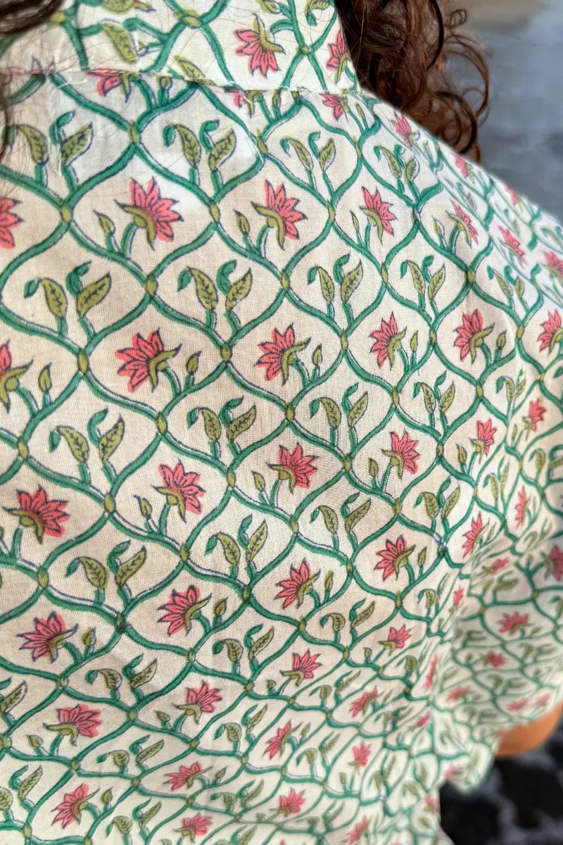 Bani Hand Block Printed Pink Kimono Dress