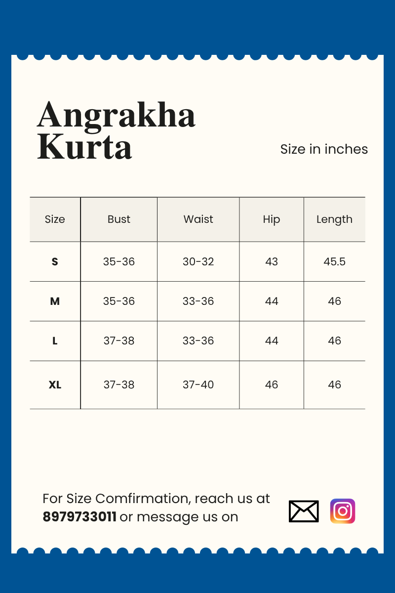 Diya Hand Block Printed Violet Periwinkle Angrakha Kurta