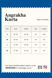 Diya Hand Block Printed Violet Periwinkle Angrakha Kurta