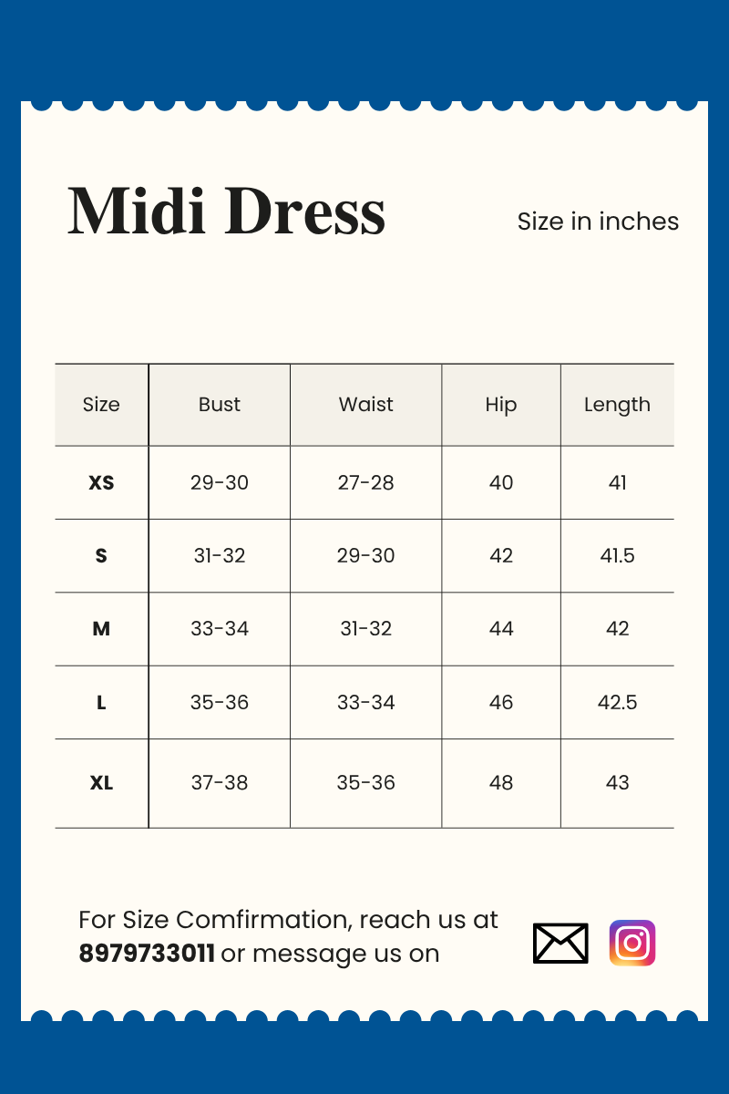 Avni Hand Block Printed Blue Sleeveless Midi Dress