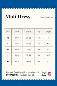 Avni Hand Block Printed Blue Sleeveless Midi Dress