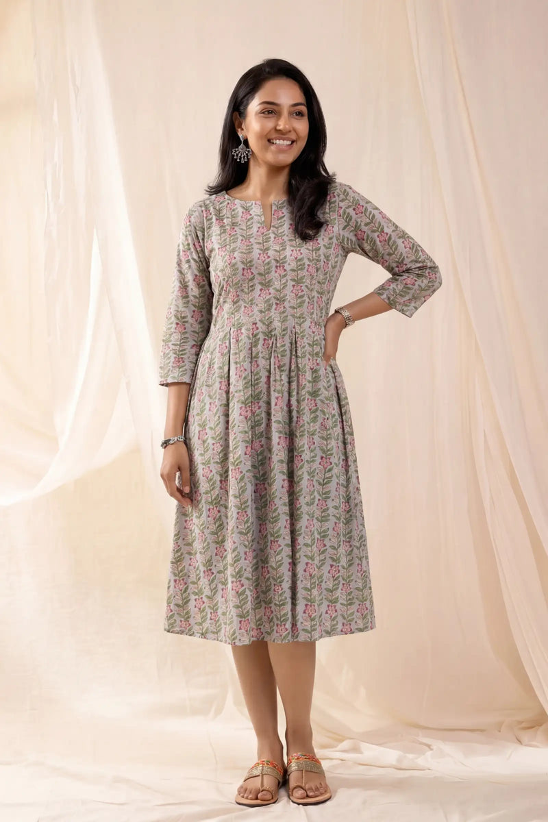 Chhaya Periwinkle Grey Skater Dress