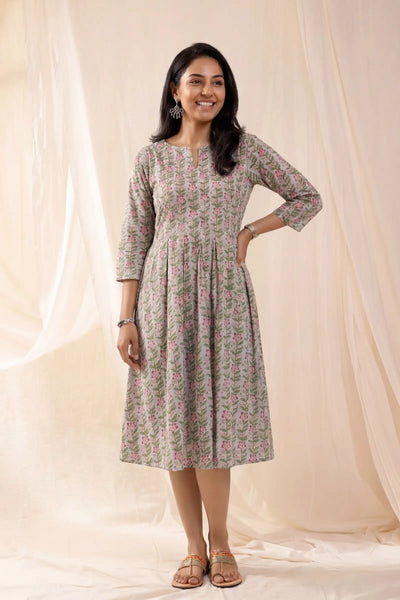 Chhaya Periwinkle Grey Skater Dress