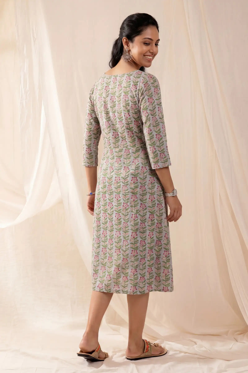 Chhaya Periwinkle Grey Skater Dress