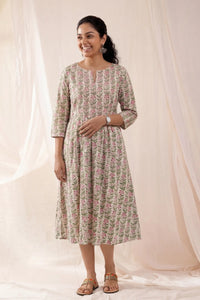 Chhaya Periwinkle Ivory Skater Dress