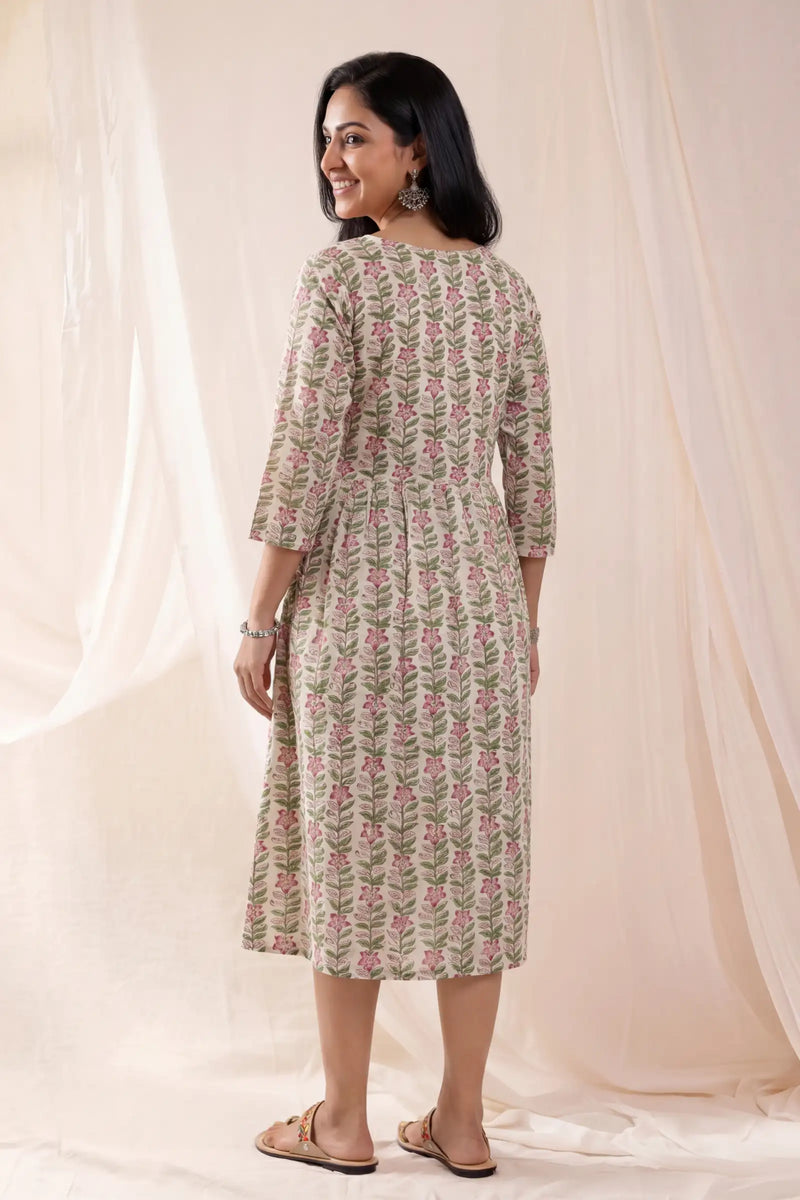 Chhaya Periwinkle Ivory Skater Dress