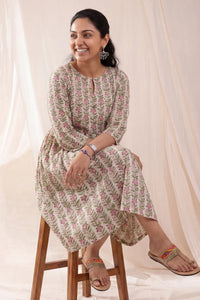 Chhaya Periwinkle Ivory Skater Dress