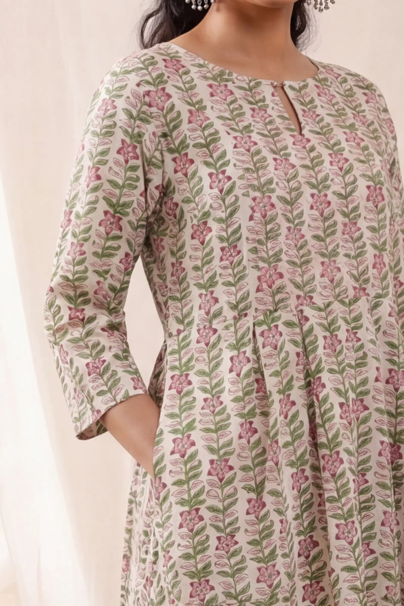 Chhaya Periwinkle Ivory Skater Dress