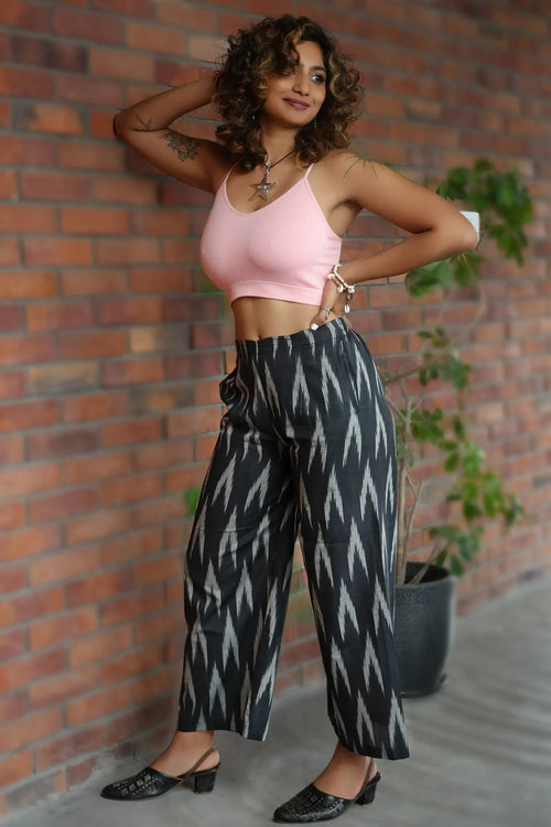 Fariha Black Ikkat Culottes