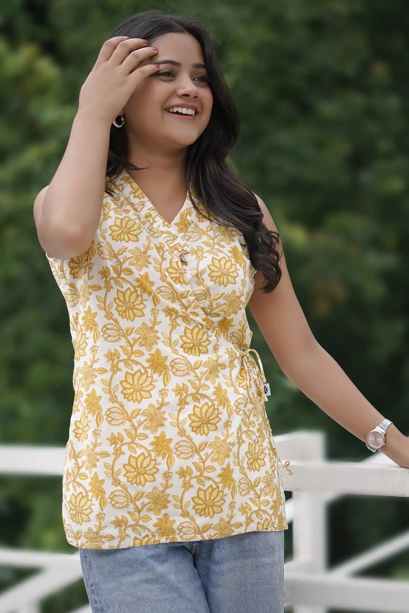 Casual yellow tie-up blouse - Meher collection

