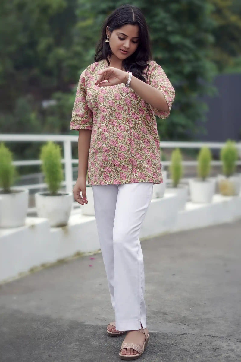 Elegant Pihu Garden Button Top with front buttons