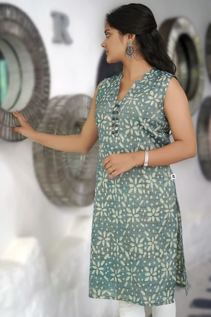 Casual wear Nitya Batik Green Kurti online India