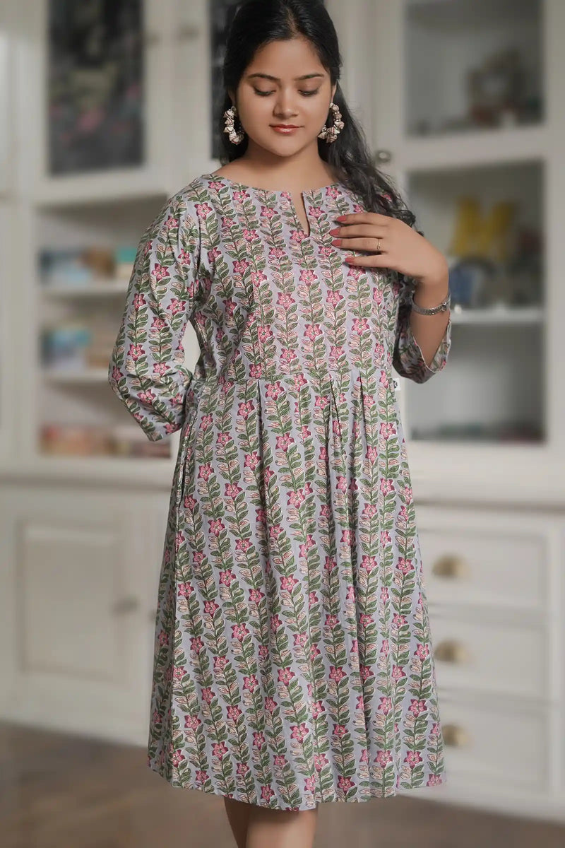 Chhaya Periwinkle Grey Skater Dress