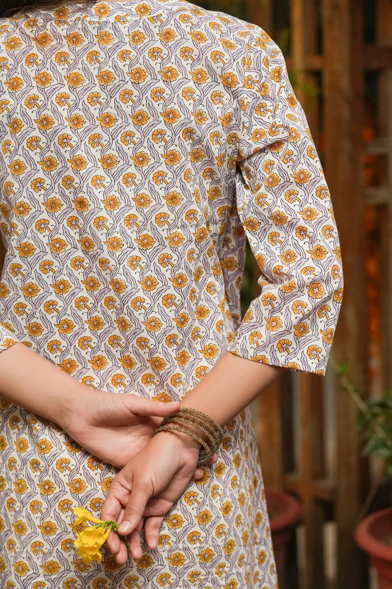 Sustainable fashion Diya hand block printed angrakha kurta