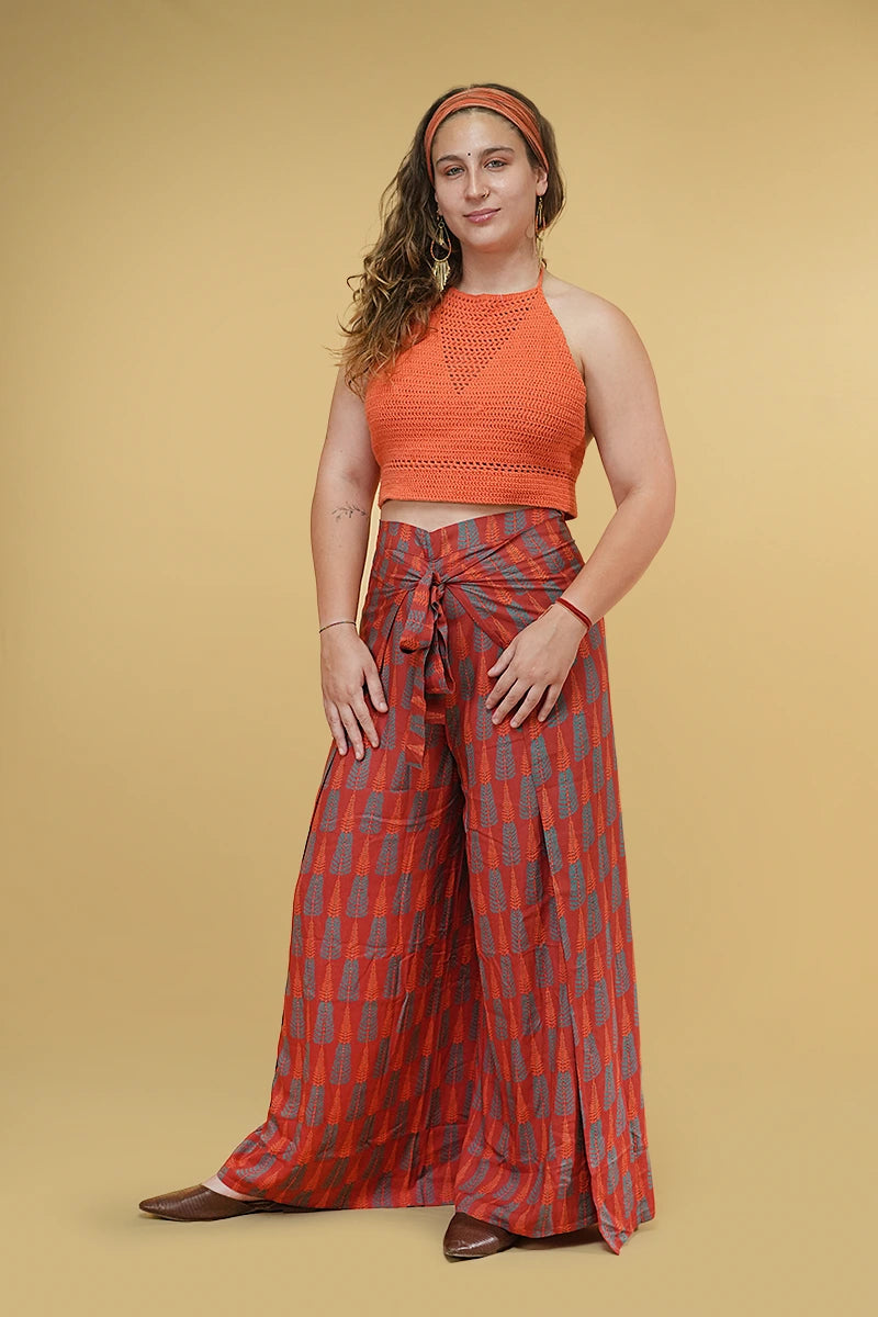 Lyla Rust Red Wrap Pant – chic and comfortable women’s wrap pants