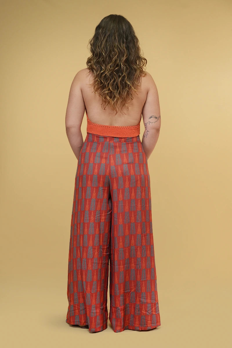 Lyla Rust Red Wrap Pant – stylish high-waist wrap trousers