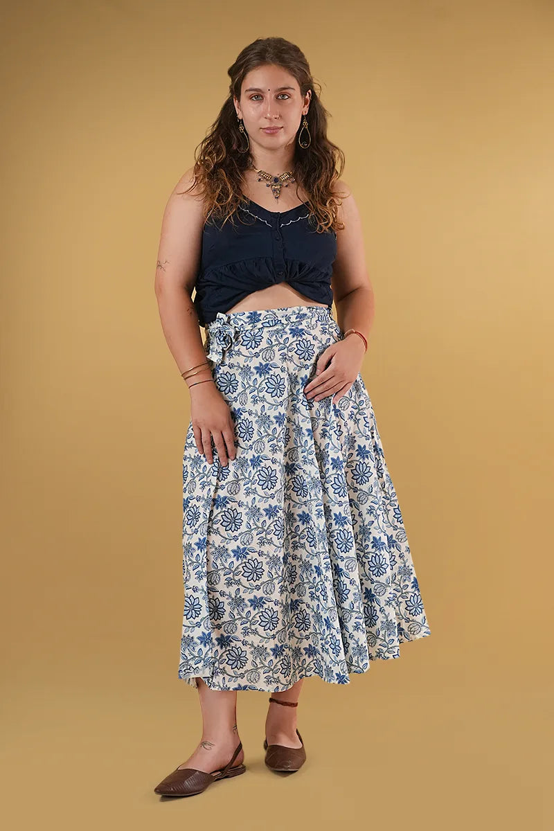 Summer style Lyla Dahlia Blue Wrap Skirt