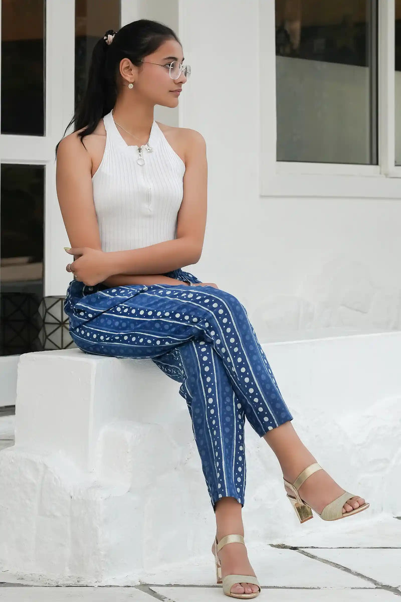 Fariha Indigo Straight Pants