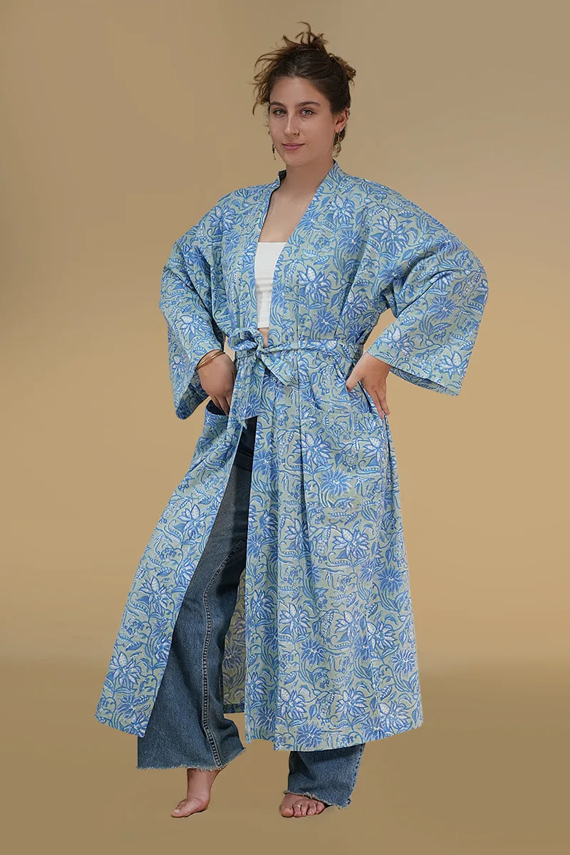 Moye Lily Hand Block Printed Kimono