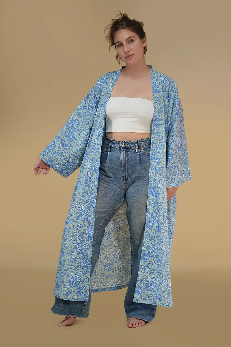 Moye Lily Hand Block Printed Kimono