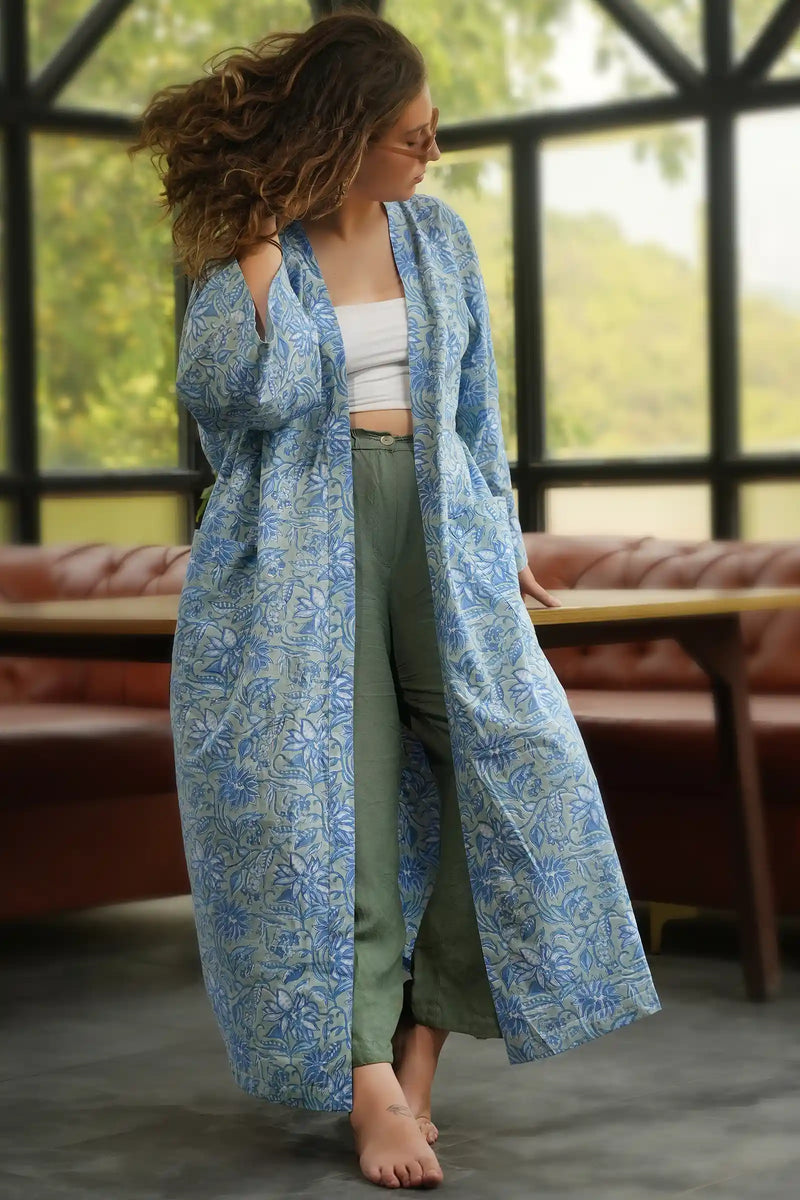 Moye Lily Hand Block Printed Kimono