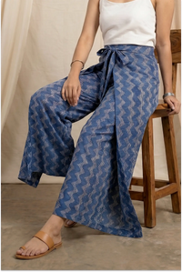 Indigo Dabu Block Printed Wrap Pant