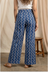 Indigo Dabu Block Printed Wrap Pant