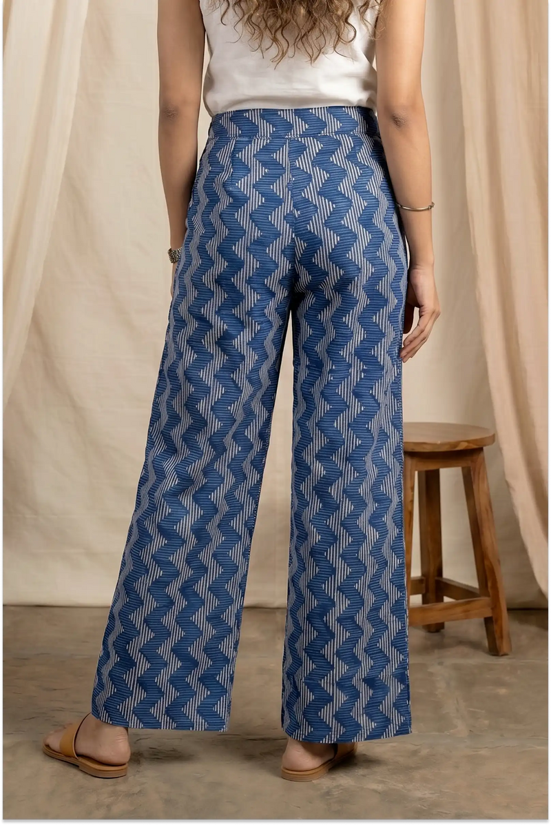 Indigo Dabu Block Printed Wrap Pant