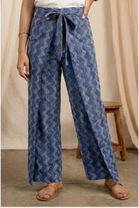 Indigo Dabu Block Printed Wrap Pant