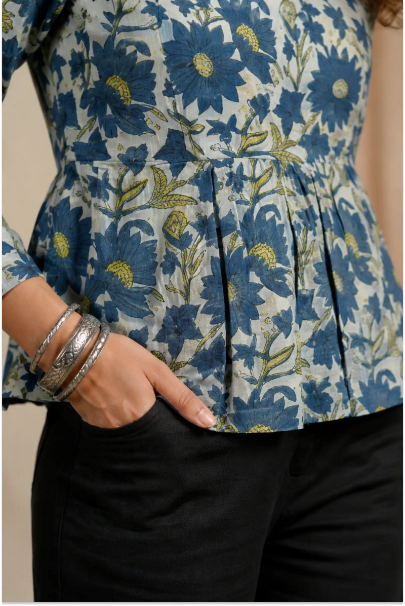 Vanaspati Indigo Hand Block Printed Tunic Top