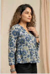 Vanaspati Indigo Hand Block Printed Tunic Top
