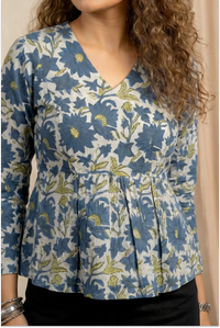 Vanaspati Indigo Hand Block Printed Tunic Top