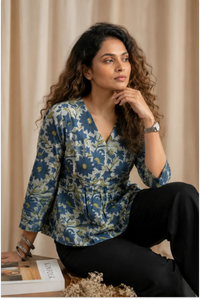 Vanaspati Indigo Hand Block Printed Tunic Top
